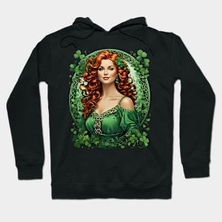 Irish Woman Shamrock St. Patrick's Day retro vintage floral Hoodie